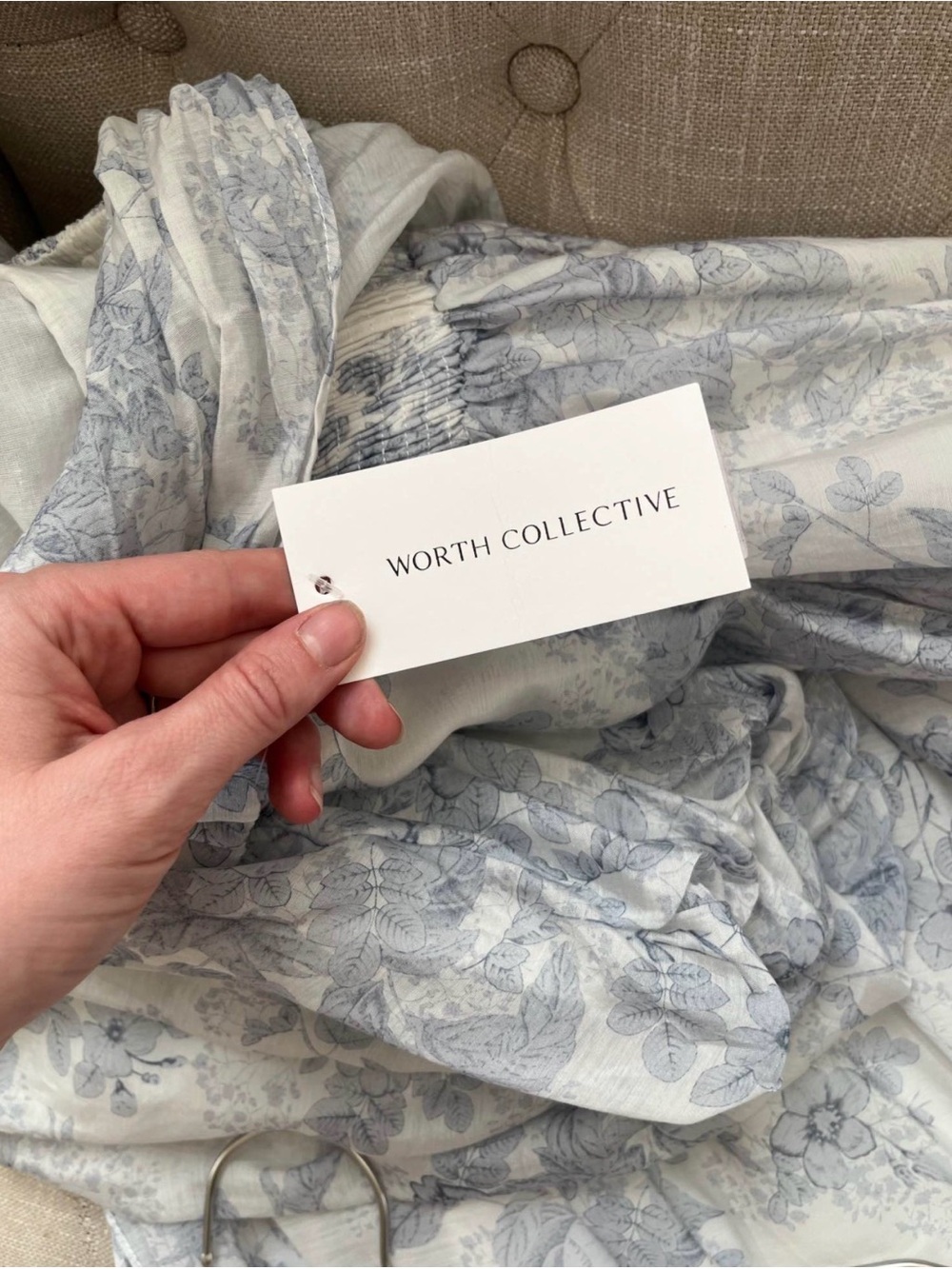 Worth Collective Blue & White Floral Smocked Maxi Dress - New - Picture 5 of 5